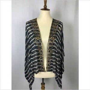 Soft Surroundings Navy Stripe Gold Sequins Topper